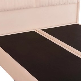 Επενδυμένο Κρεβάτι NESTOR Διπλό Βελούδο Μπέζ 160x200 εκ. 168x205x125 εκ.