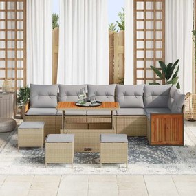 vidaXL Σετ Καναπέ Κήπου 10 pcs Μπεζ, Ανοιχτό γκρι 110 x 55 x 71 εκ