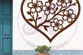 Σετ των 2 Intra απο ξύλο plywood 3mm-4mm πάχος Επιτοίχια επιγραφή Cherry Blossom Heart, Δίασταση 11x11 cm INTRAFABR-124358700