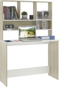 vidaXL Γραφείο με Ράφια Λευκό/Sonoma Δρυς 110x45x157 εκ. Μοριοσανίδα