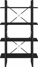 vidaXL Βιβλιοθήκη με 4 Ράφια Μαύρη 80 x 30 x 140 εκ. από Επεξ. Ξύλο