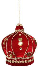 Χριστουγεννιάτικο Στολίδι Βελούδινο Crown 030308 12x12x16cm Red