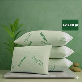 Stewehome Σετ 4 Μαξιλάρια Bamboo Visco Διπλής Όψης Αεριζόμενα Πράσινα 50x70 cm