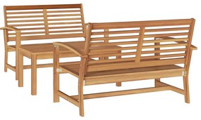 vidaXL Σετ Καναπέ Κήπου 3 pcs Φυσικό Μασίφ ξύλο teak