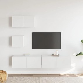 vidaXL Σετ Επίπλου Τηλεόρασης 4 Τεμαχίων Λευκό από Επεξεργασμένο Ξύλο