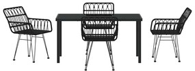 vidaXL Σέτ φαγητού για κήπο 5 pcs Μαύρο Πολυ ράταν