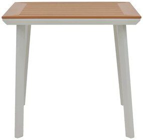 Τραπέζι Synergy αλουμίνιο λευκό-plywood φυσικό 80x80x74εκ 80x80x74 εκ.