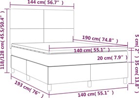 vidaXL Κρεβάτι Boxspring με Στρώμα Κρεμ 140x190 εκ. Υφασμάτινο