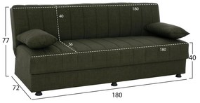 ΚΑΝΑΠΕΣ ΚΡΕΒΑΤΙ ANDRI ΤΡΙΘΕΣΙΟΣ DARK OLIVE  180x72x77 εκ.