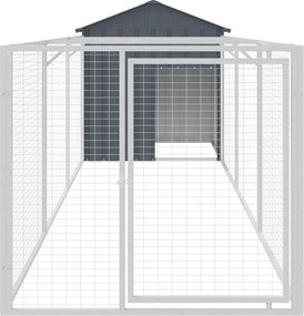 vidaXL Σπιτάκι Σκύλου με Οροφή Ανθρακί 117x405x123 εκ. Γαλβαν. Χάλυβας
