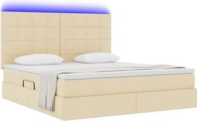 vidaXL LED Κρεβάτι αποθήκευσης με στρώμα Κρέμ 160 x 200 cm Ύφασμα