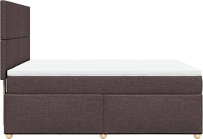 vidaXL Κρεβάτι Boxspring με Στρώμα Σκούρο Καφέ 140x200 εκ Υφασμάτινο