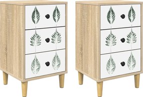 vidaXL Κομοδίνο HANAU 2 τμχ. Sonoma Δρυς 36 x 33 x 60 εκ