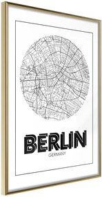 Αφίσα - City Map: Berlin (Round) - 30x45 - Χρυσό - Χωρίς πασπαρτού