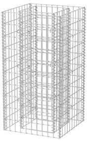 Συρματοκιβώτιο - Γλάστρα Υπερυψωμένη 50 x 50 x 100 εκ. Ατσάλινη - Ασήμι