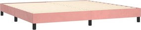 vidaXL Κρεβάτι Boxspring με Στρώμα Ροζ 200x200 εκ. Βελούδινο
