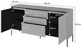 Σιφονιέρα Fresno AM100, Γκρι, Μαύρο, Με συρτάρια και ντουλάπια, Αριθμός συρταριών: 3, 83x166x40cm, 46 kg | Epipla1.gr
