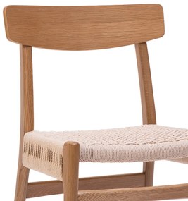 Καρέκλα Safal pakoworld oak δρυς ξύλο-έδρα εκρού σχοινί 51x50x78εκ