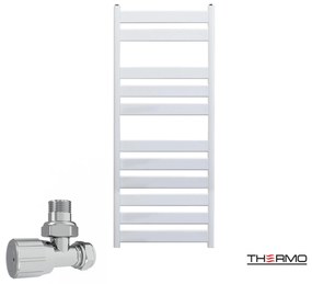 Thermo LARGO Θερμαινόμενη πετσετοκρεμάστρα από Mild Steel με υδραυλική λειτουργία, 120x50cm White