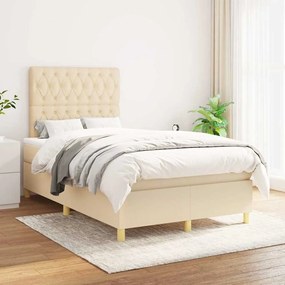 vidaXL Κρεβάτι Boxspring με Στρώμα Κρεμ 120x190 εκ. Υφασμάτινο