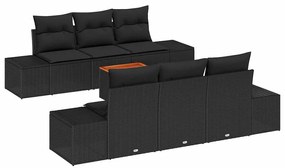 vidaXL Σετ Καναπέ Κήπου 7 pcs Μαύρο
