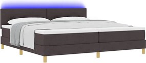 vidaXL LED Κρεβάτι με βάθρο Σκούρο Καφέ 200 x 200 cm ύφασμα