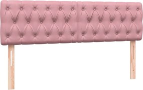 vidaXL Κρεβάτι Boxspring με Στρώμα &amp; LED Ροζ 160x210 εκ. Βελούδινο