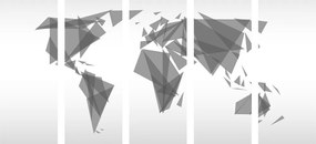 Εικόνα 5 τμημάτων γεωμετρικός χάρτης του κόσμου σε ασπρόμαυρο - 200x100