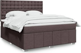 vidaXL Κρεβάτι Boxspring με Στρώμα Σκούρο Καφέ 180x200 εκ Υφασμάτινο