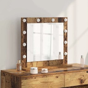vidaXL Καθρέφτης Vanity με LED Φώτα από Παλιό Ξύλο 60x55x18 εκ