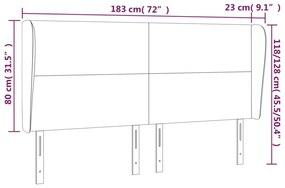 Κεφαλάρι με Πτερύγια Μαύρο 183x23x118/128 εκ. Βελούδινο - Μαύρο