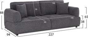 ΚΑΝΑΠΕΣ 3-ΘΕΣΙΟΣ STRUCTO HM3329.01 ΓΚΡΙ ΥΦΑΣΜΑ 227x94x88Υεκ.
