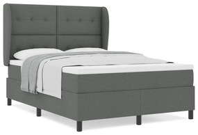 vidaXL Κρεβάτι Box Spring με Στρώμα Σκούρο Γκρι 140x200 εκ Υφασμάτινο