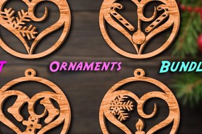 Σετ των 3 Intra απο ξύλο plywood 3mm-4mm πάχος Χριστουγεννιάτικων στολιδιών καρδιών #3 Δίασταση 8x8 cm INTRAFABR-42187236