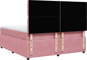 vidaXL Κρεβάτι Boxspring με Στρώμα Ροζ 180x200 εκ. Βελούδινο