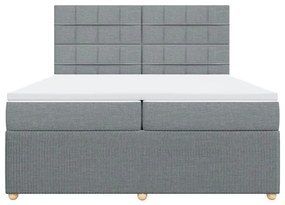 vidaXL Κρεβάτι Boxspring με Στρώμα Ανοιχτό Γκρι 200x200 εκ. Υφασμάτινο