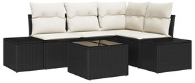vidaXL Σετ Καναπέ Κήπου 5 pcs Μαύρο Πολυ ράταν