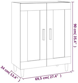 Ντουλάπι Sonoma Δρυς 69,5 x 34 x 90 εκ. από Επεξεργασμένο Ξύλο - Καφέ