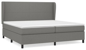 Κρεβάτι Boxspring με Στρώμα Σκούρο Γκρι 200x200 εκ. Υφασμάτινο - Γκρι
