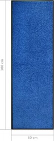 vidaXL Πατάκι Εισόδου Πλενόμενο Μπλε 60 x 180 εκ.