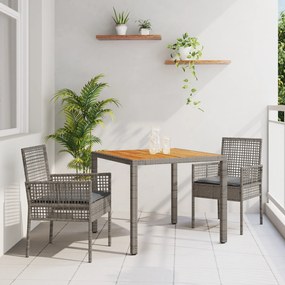 vidaXL Σετ Τραπεζαρίας Κήπου 3 Τεμαχίων με Μάξιλα Γκρι Ρατάν