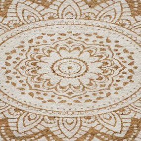 vidaXL Χαλιά χώρου Floral Φυσικό με Λευκή Εκτύπωση 122 x 183 cm Γιούτα
