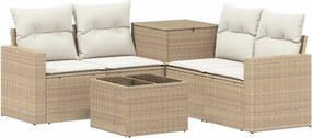 vidaXL Σετ Καναπέ 6 τμχ. Μπεζ και Κρέμ 55 x 55 x 37 εκ