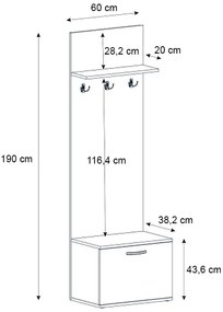 Έπιπλο εισόδου Track Megapap χρώμα καρυδί 60x38,2x190εκ.