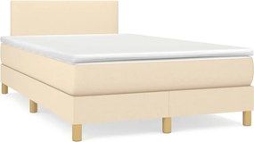 vidaXL Κρεβάτι Boxspring με Στρώμα Κρεμ 120x190 εκ. Υφασμάτινο