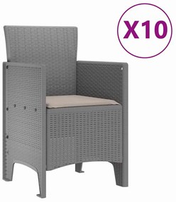 vidaXL Σέτ φαγητού για κήπο 11 pcs Ανοιχτό γκρι Πολυπροπυλένιο