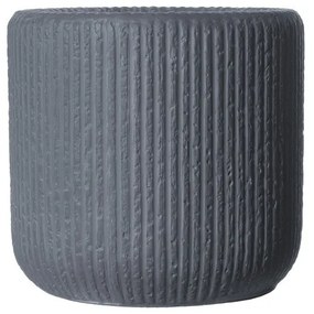 Supergreens Γλάστρα Πήλινη Στρογγυλή "Stripe" Γκρι Σκούρο M 34x34x32 εκ.