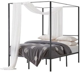 VEVOR Full Size Canopy Bed Frame Metal Canopy Bed with Four Posters Black