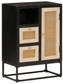 vidaXL Ντουλάπι Μαύρο 55x30x76 εκ. από Μασίφ Ξύλο Μάνγκο και Σίδηρο