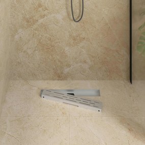 vidaXL Αποχέτευση Ντους με Γυάλινη Κάλυψη και 360° Σιφώνι Ασημί 50 cm